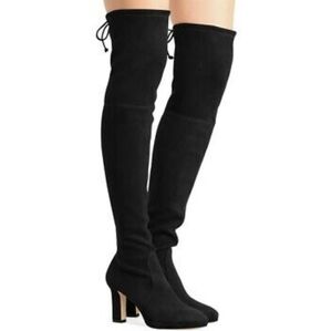 Stuart Weitzman Ledyland Over-The-Knee Suede Boots, Black Suede, Size 8.5